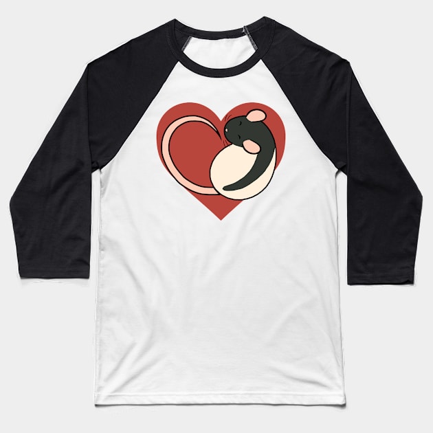 Heart Rat Baseball T-Shirt by Ratfrens